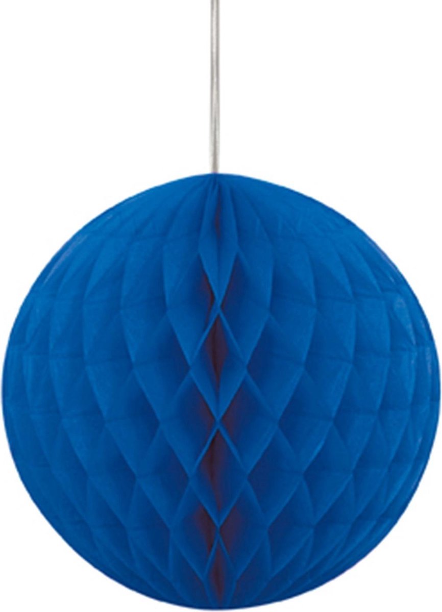 PARTYDECO - Blauwe papieren bol decoratie - Decoratie > Slingers en hangdecoraties